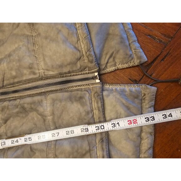 Razzoli Lightweight Parka Jacket Green Gray Artsy Funky Oversized Collar Zipper - Picture 9 of 13